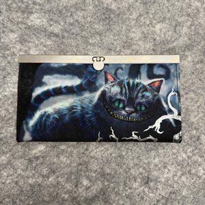 Disney Alice in Wonderland Chessire Cat Live Action Silver‎ Wallet Clutch Purse